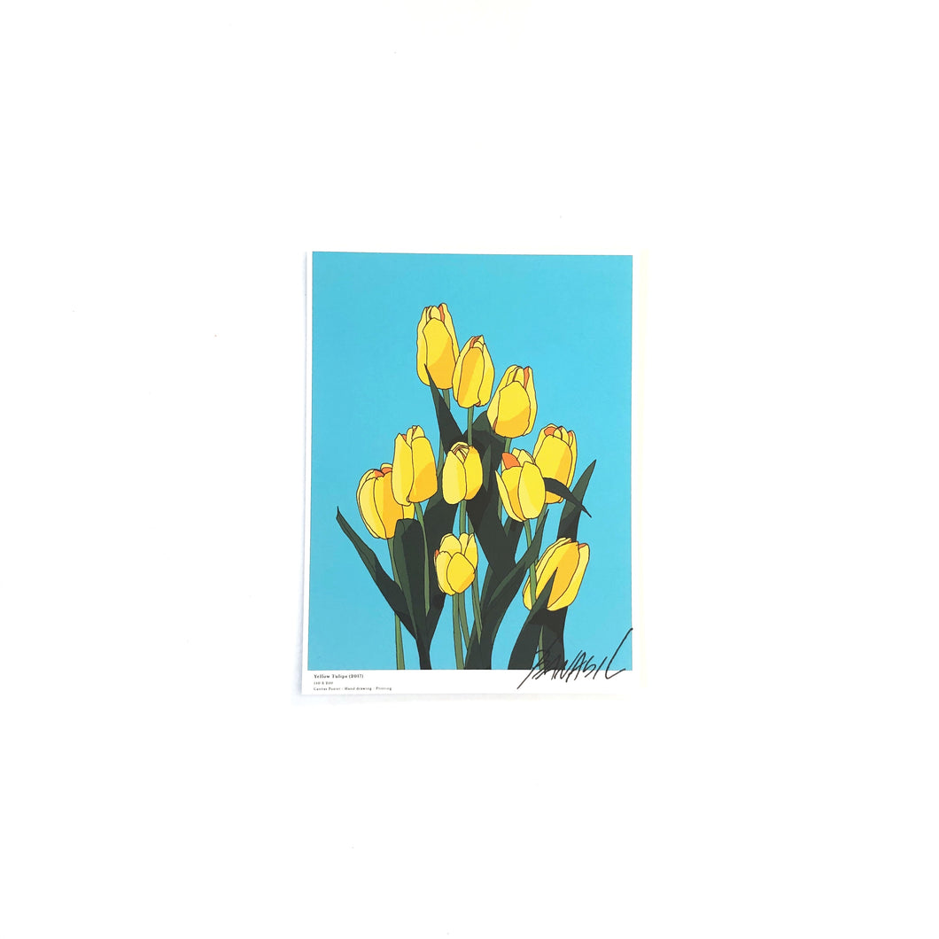 A5 Flower Poster - Yellow Tulip (BLUE)